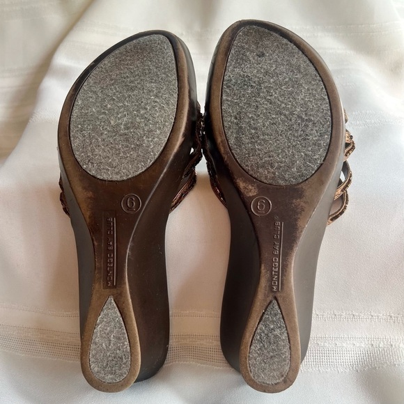 $5 ADD ON with $15+ Bundle Platform Wedge Beaded Sandal Bronze Sz 6 - Picture 11 of 12